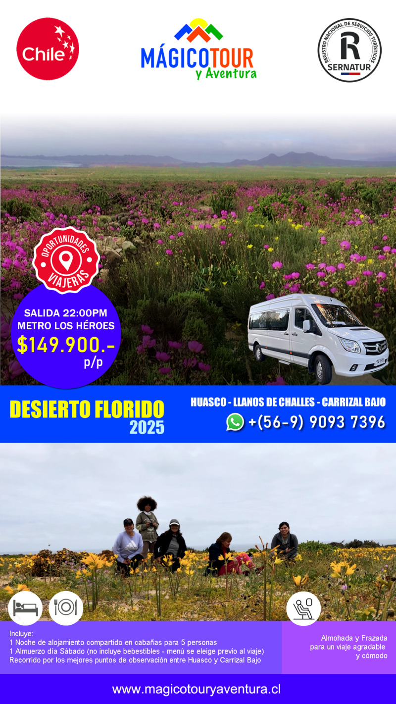 TOUR DESIERTO FLORIDO 2025 CON ALOJAMIENTO